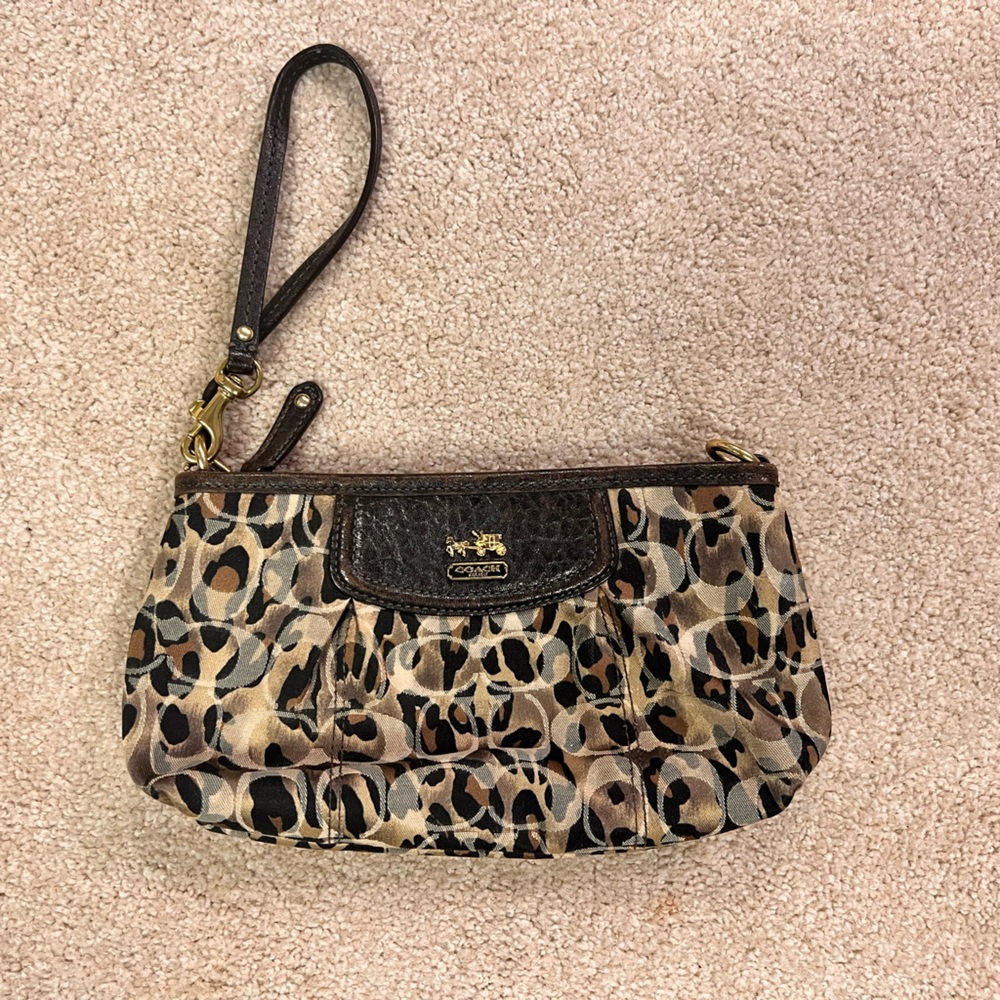 Coach leopard print wristlet